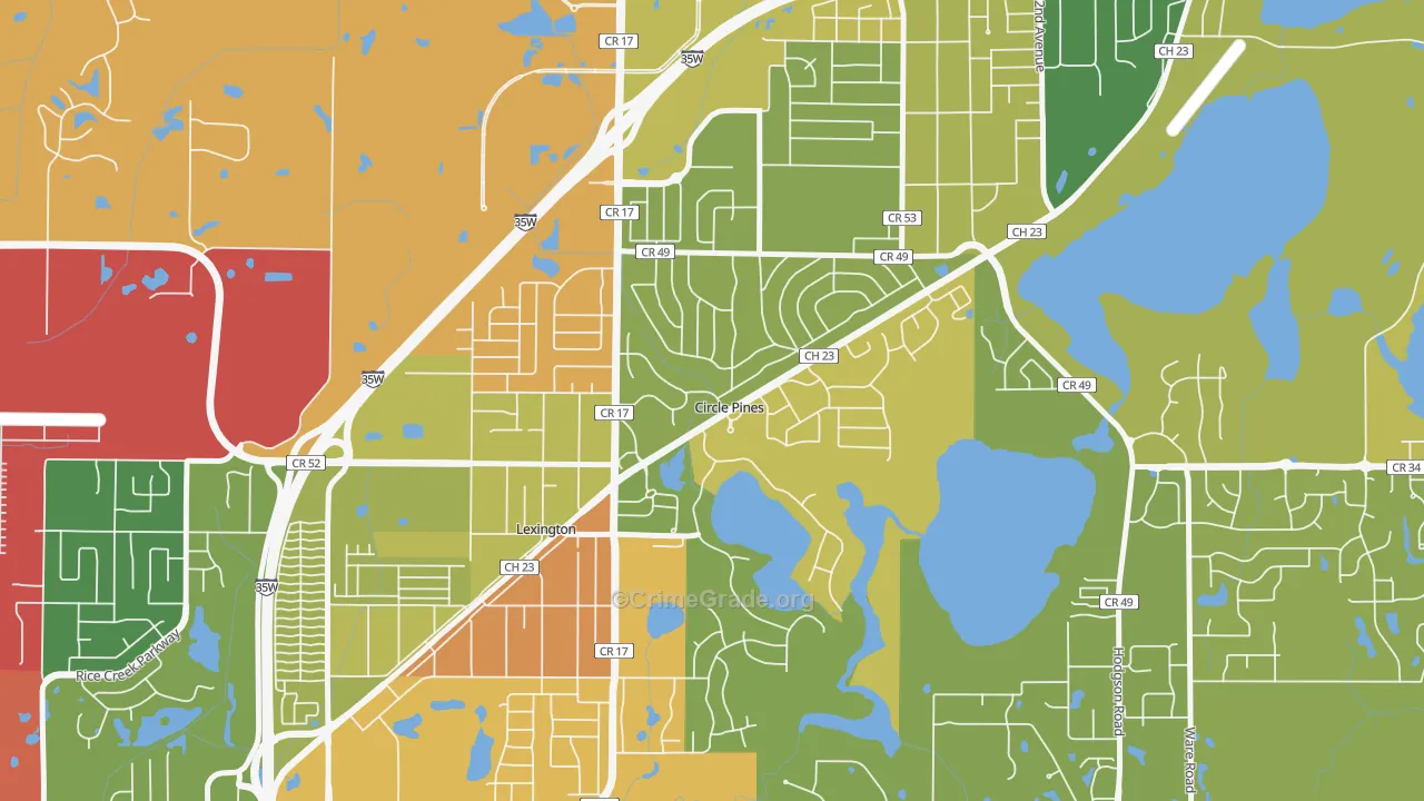 Circle Pines, MN Map of Burglary Rates