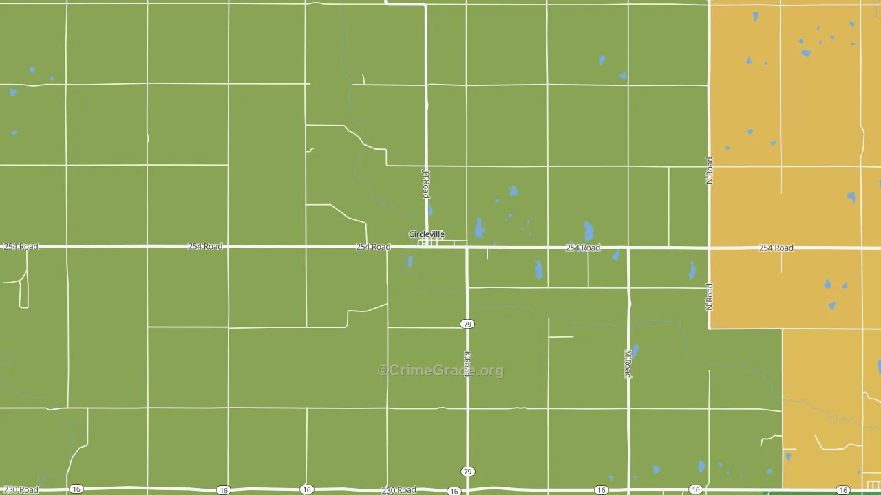 Circleville, KS Map of Burglary Rates
