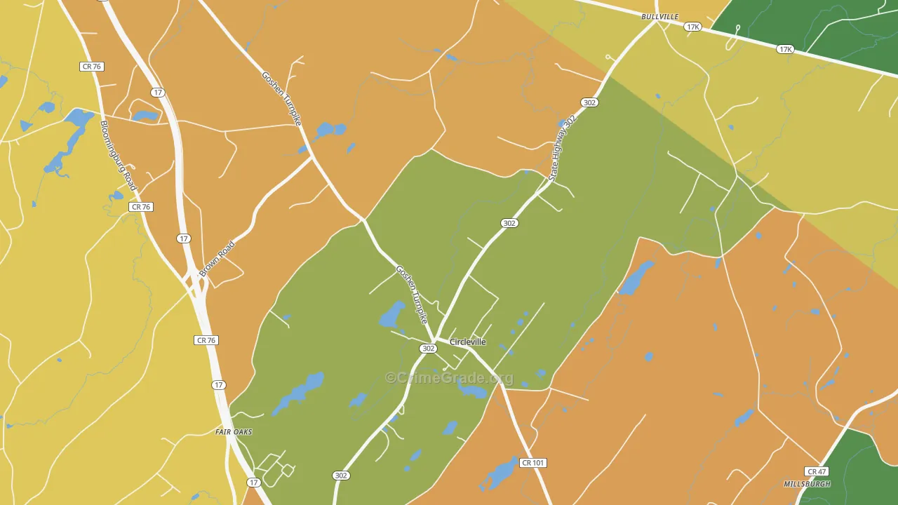 Circleville, NY Map of Burglary Rates