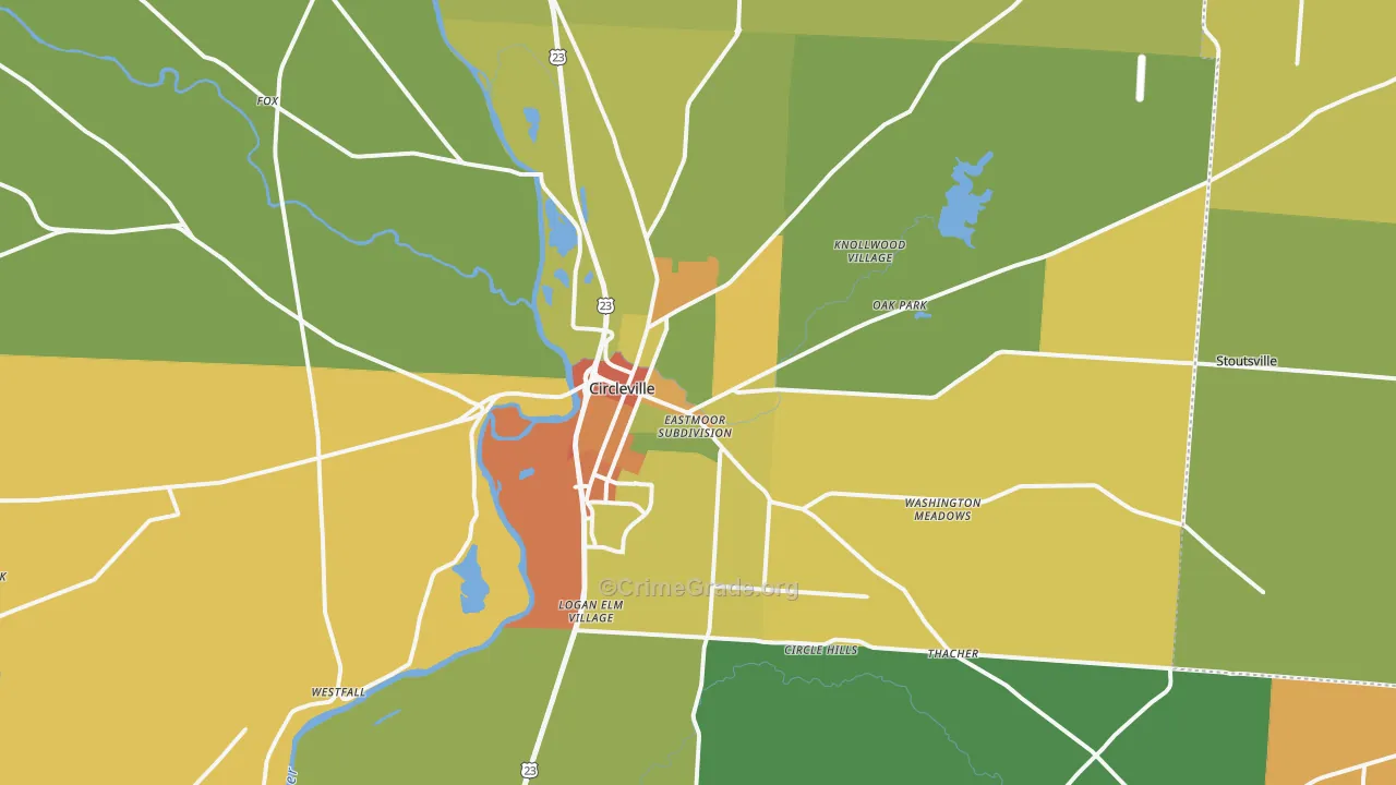 Circleville, OH Map of Burglary Rates