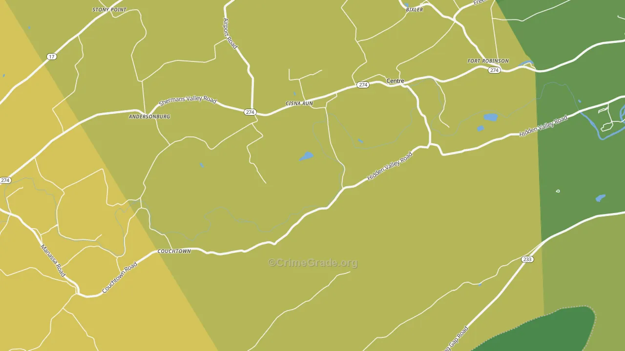 Cisna Run, PA Map of Burglary Rates