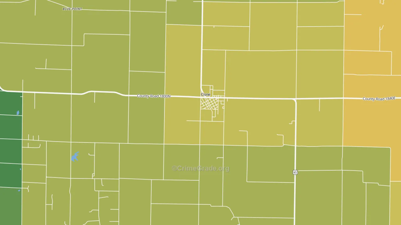 Cisne, IL Map of Burglary Rates