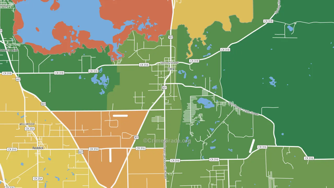 Citra, FL Map of Burglary Rates