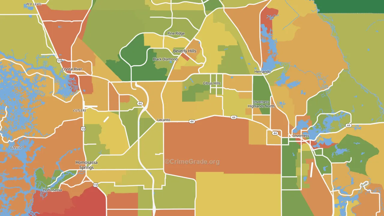 Citrus County, FL Map of Burglary Rates