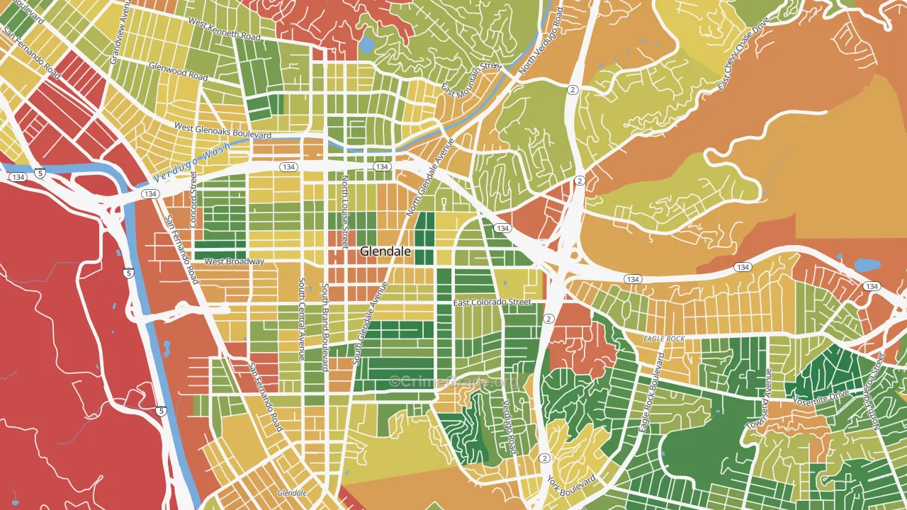 Citrus Grove, Glendale, CA Map of Burglary Rates