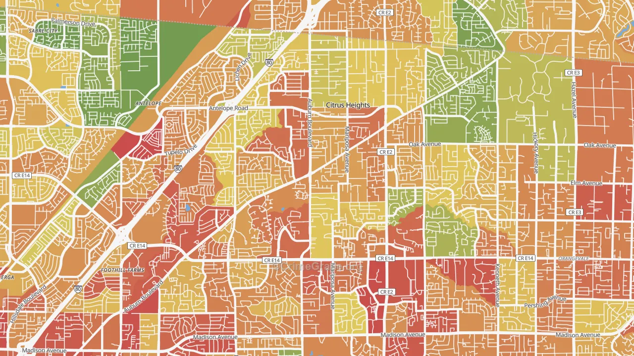Citrus Heights, CA Map of Burglary Rates