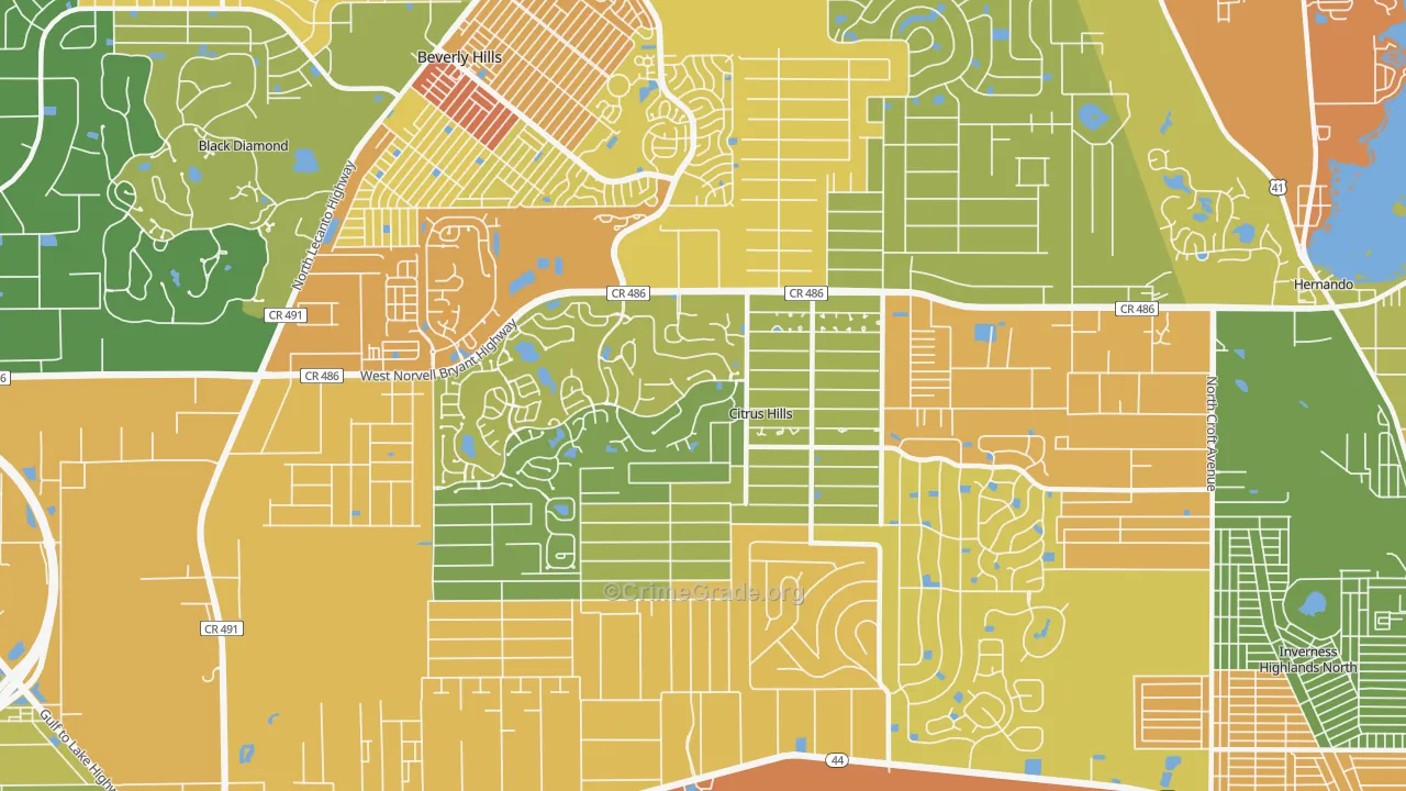 Citrus Hills, FL Map of Burglary Rates