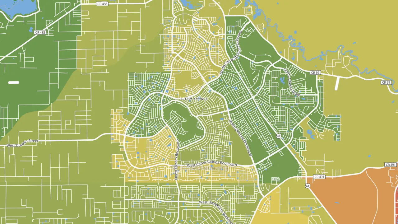 Citrus Springs, FL Map of Burglary Rates