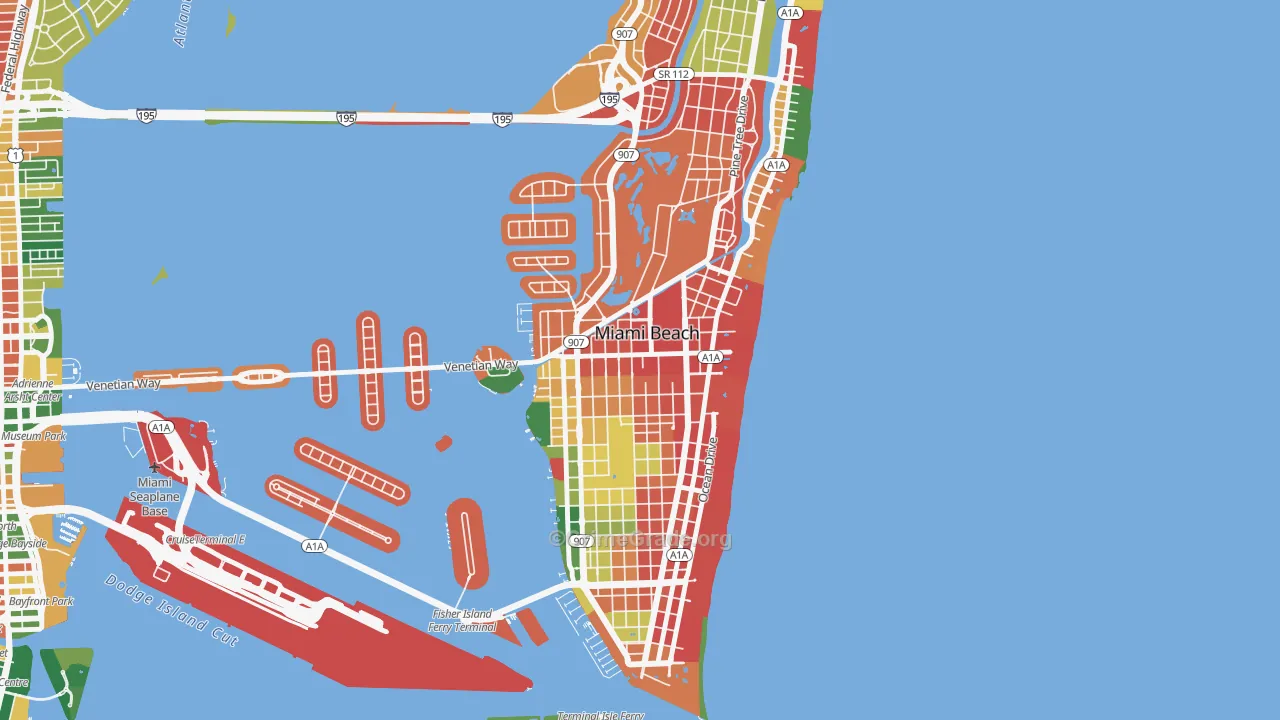 City Center, Miami Beach, FL Map of Burglary Rates