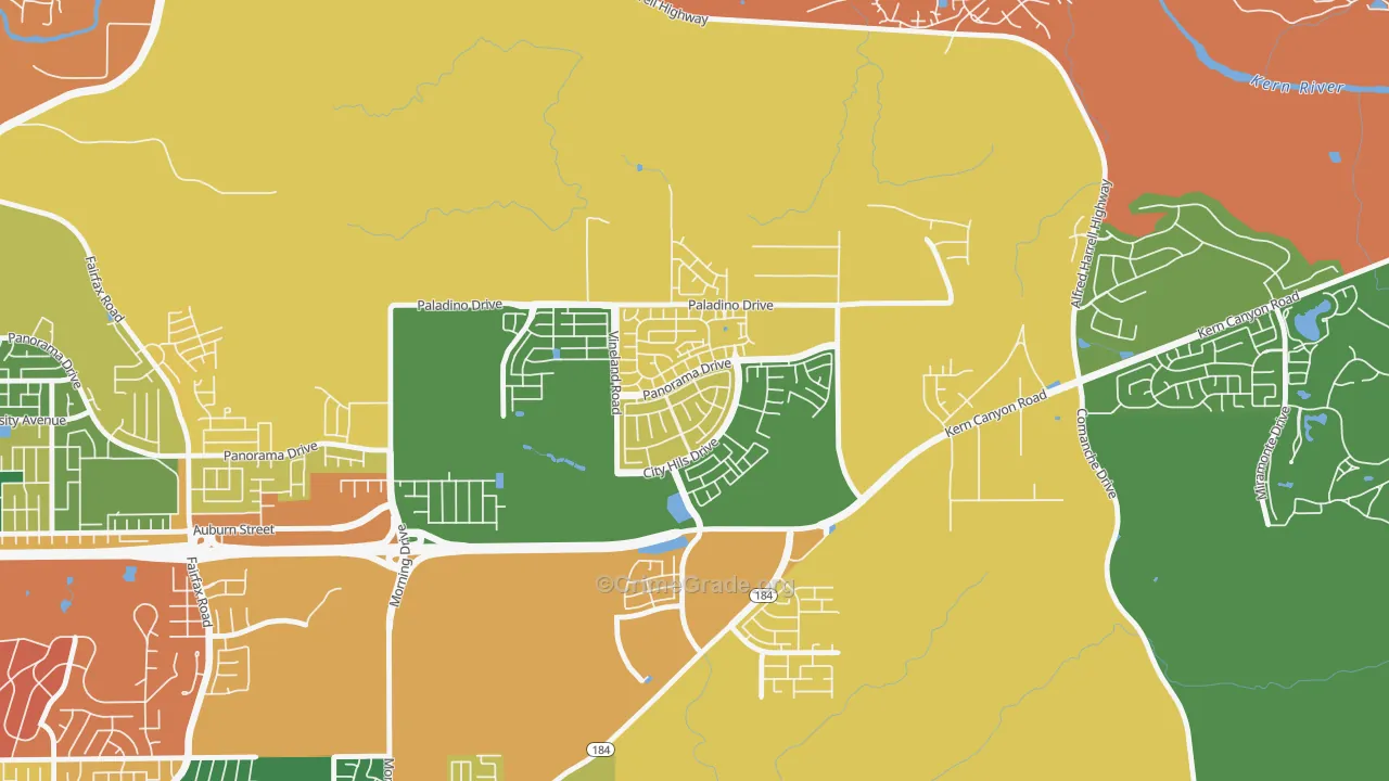 City in the Hills, Bakersfield, CA Map of Burglary Rates