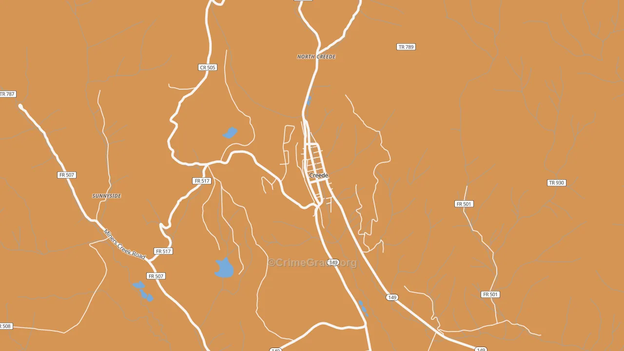 City of Creede, CO Map of Burglary Rates