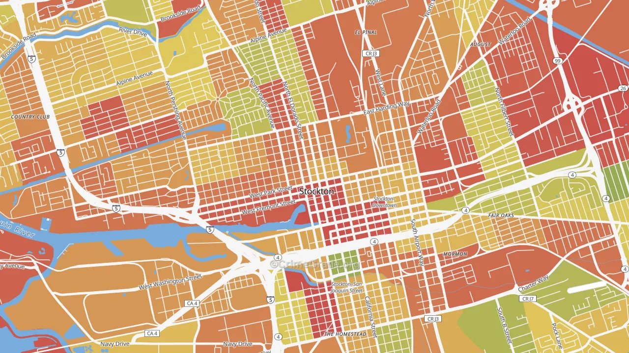 Civic Center, Stockton, CA Map of Burglary Rates