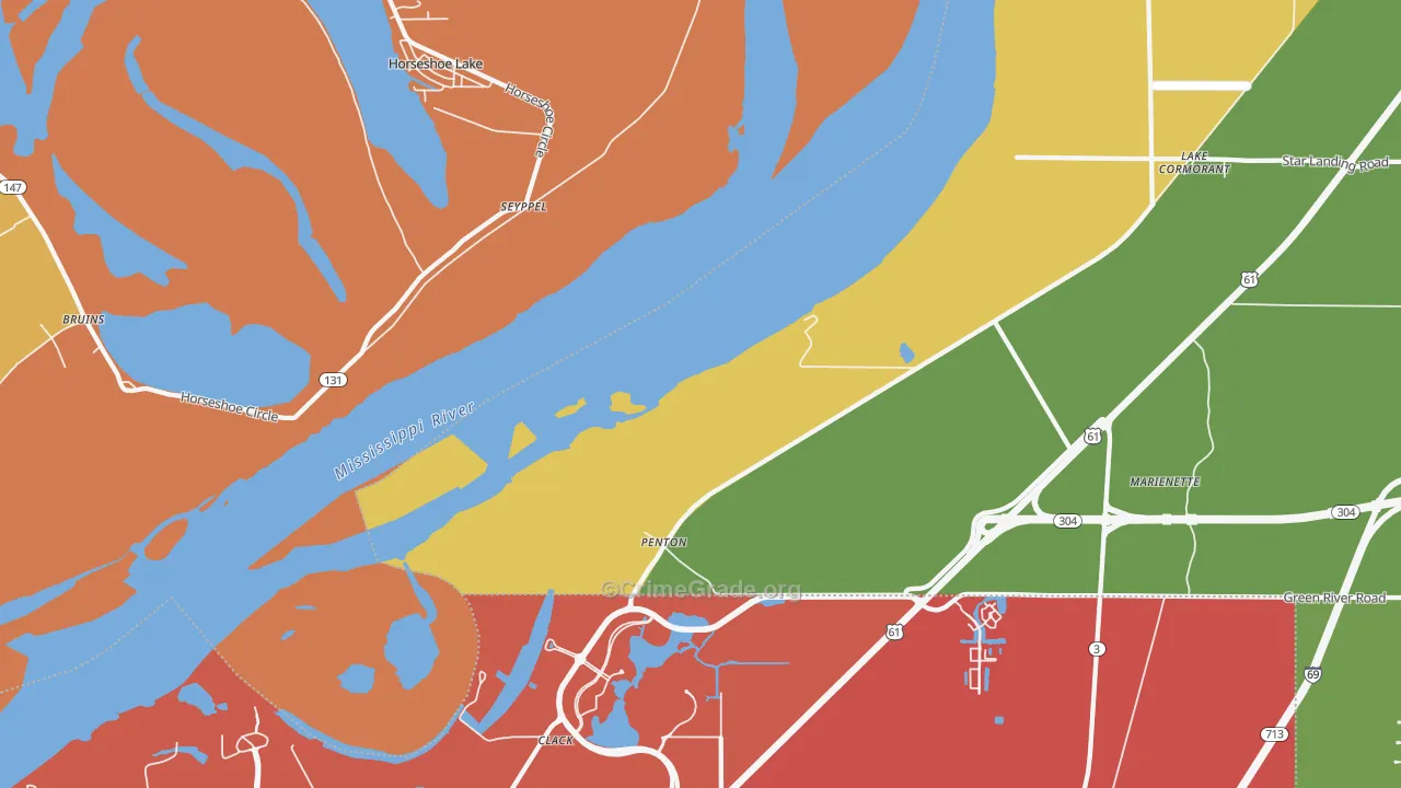 Clack, MS Map of Burglary Rates
