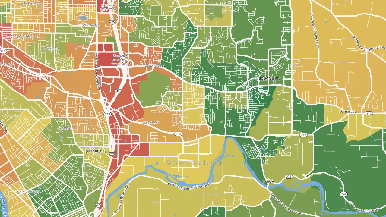 Clackamas, OR Map of Burglary Rates