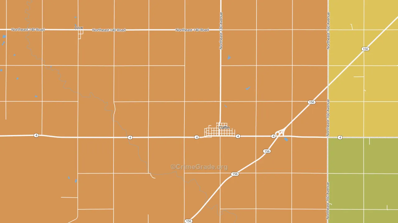 Claflin, KS Map of Burglary Rates