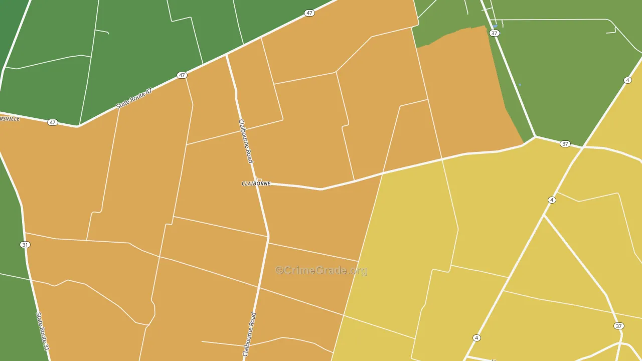 Claiborne, OH Map of Burglary Rates
