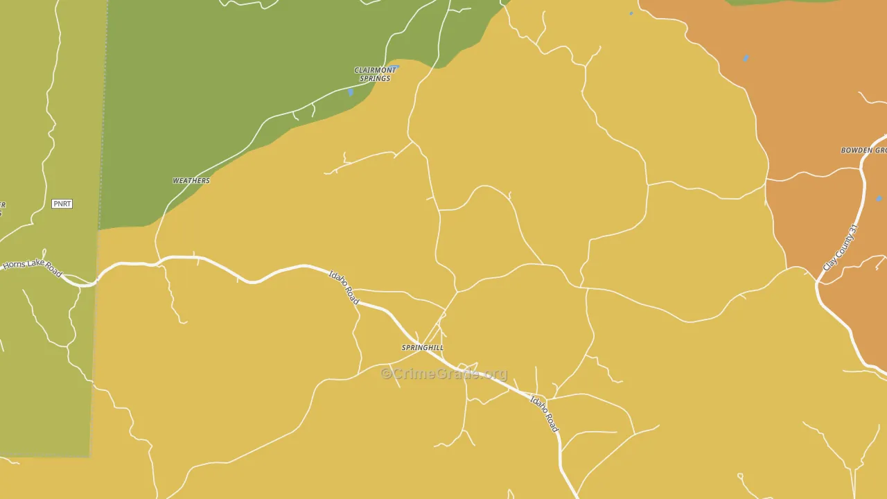 Clairmont Springs, AL Map of Burglary Rates