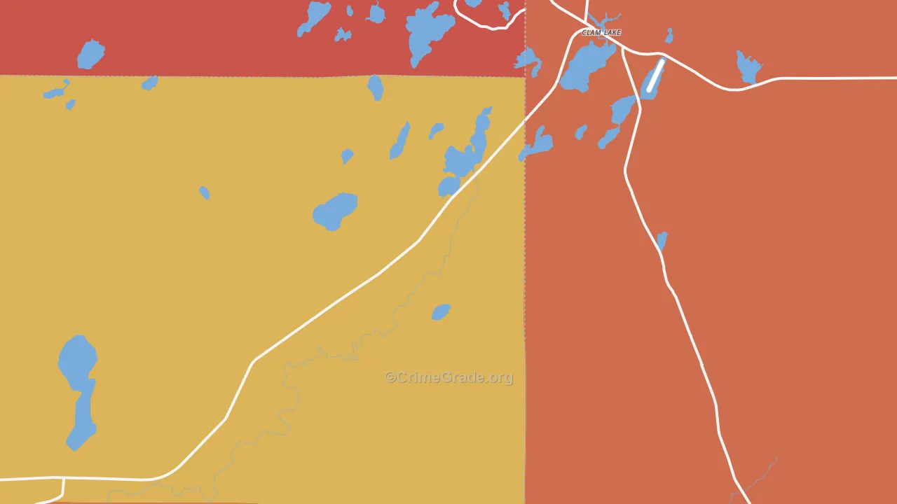 Clam Lake, WI Map of Burglary Rates
