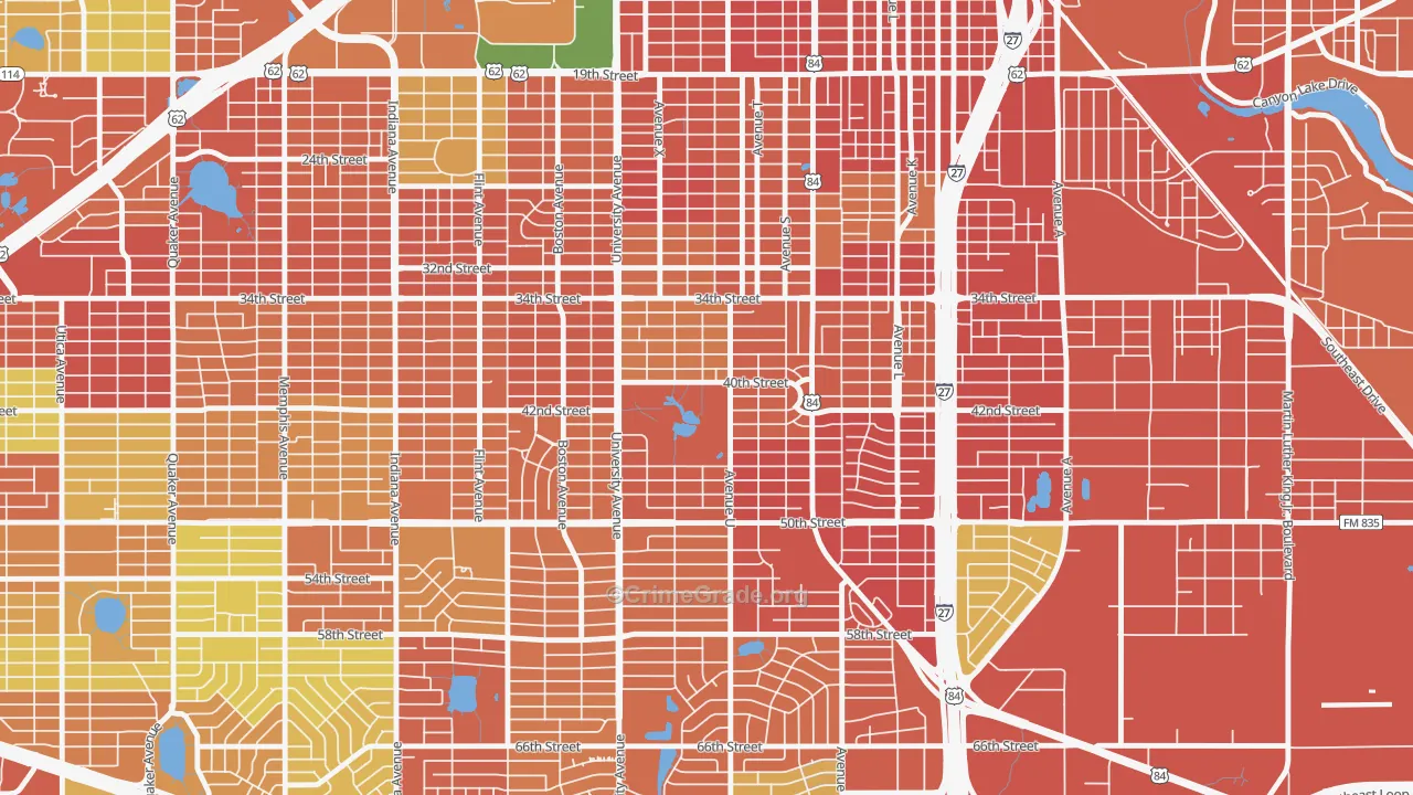 Clapp Park, Lubbock, TX Map of Burglary Rates