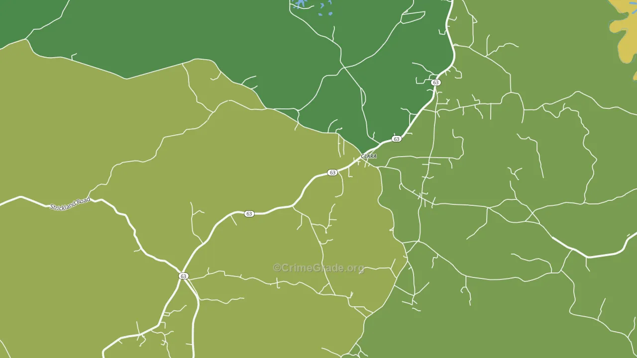 Clara, MS Map of Burglary Rates