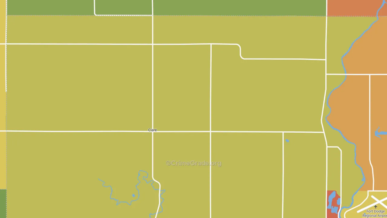 Clare, IA Map of Burglary Rates