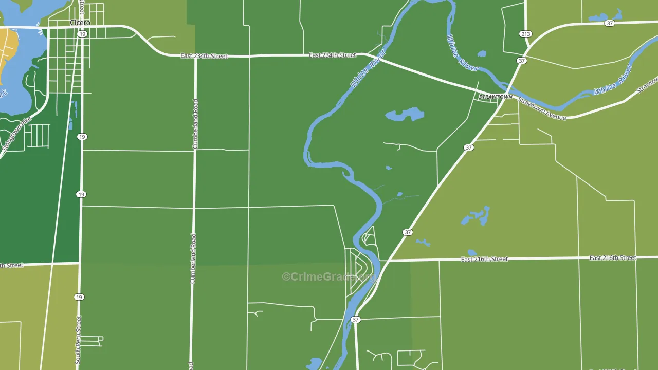 Clare, IN Map of Burglary Rates
