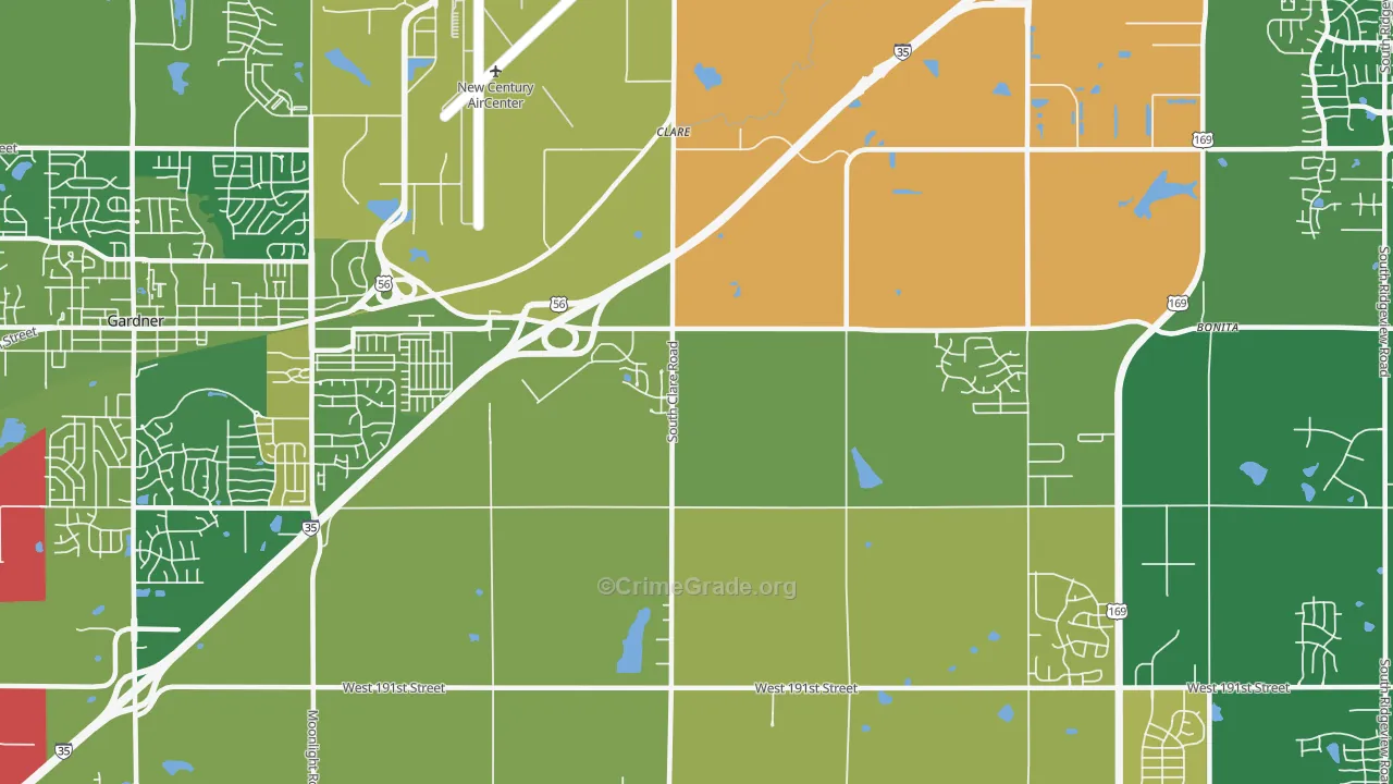 Clare, KS Map of Burglary Rates