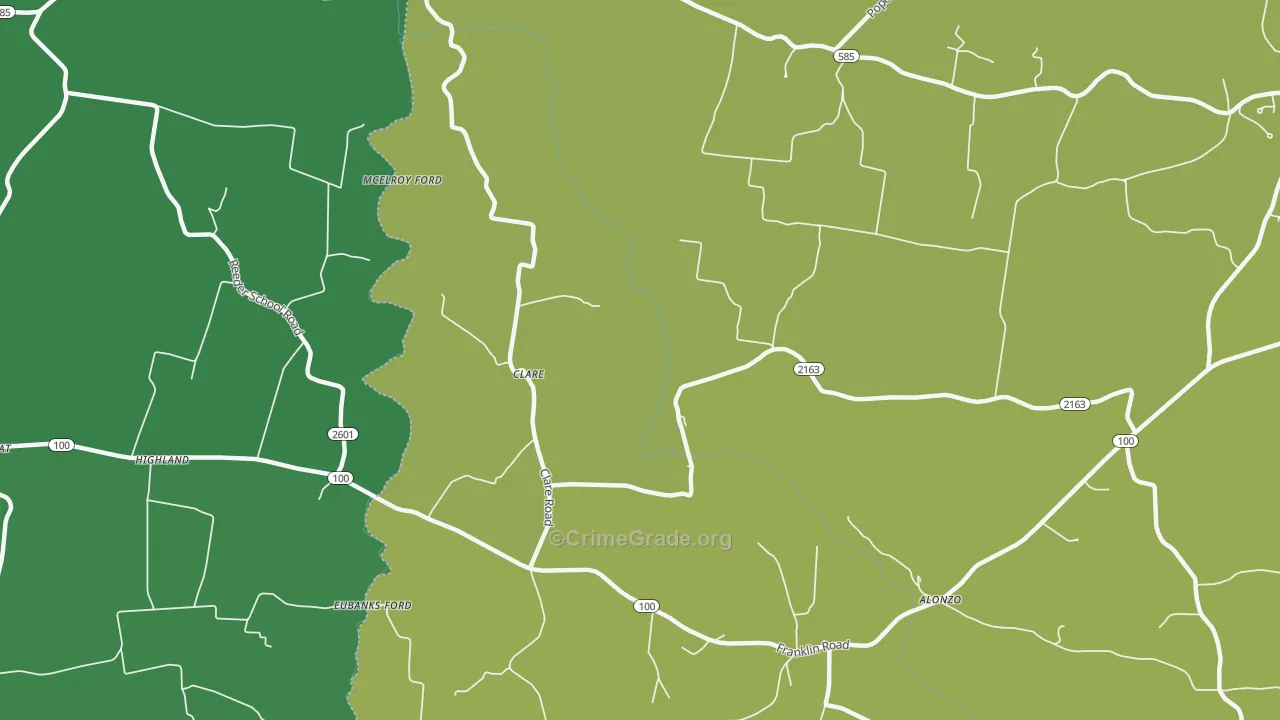 Clare, KY Map of Burglary Rates