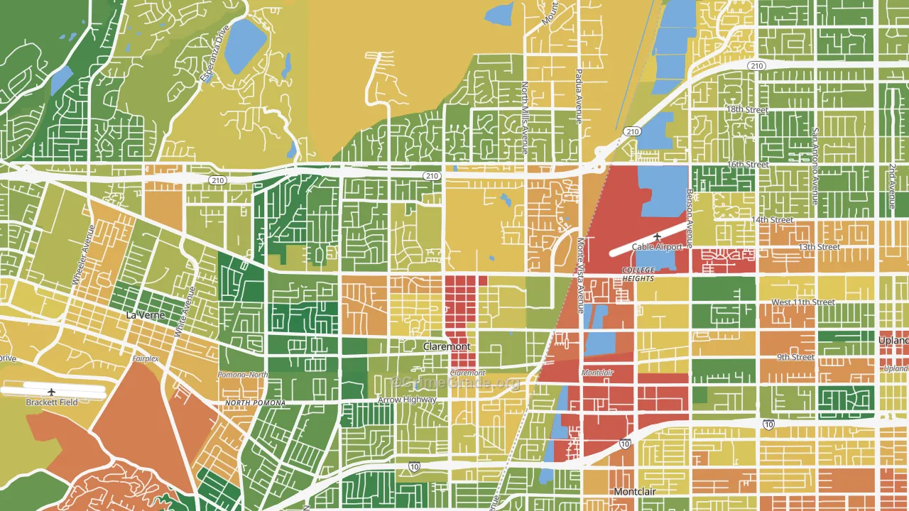 Claremont, CA Map of Burglary Rates