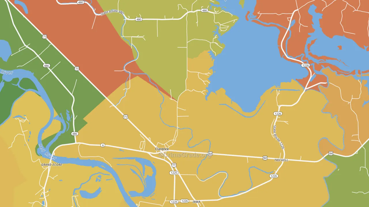 Clarence, LA Map of Burglary Rates