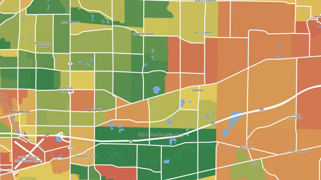 Clarence, NY Map of Burglary Rates