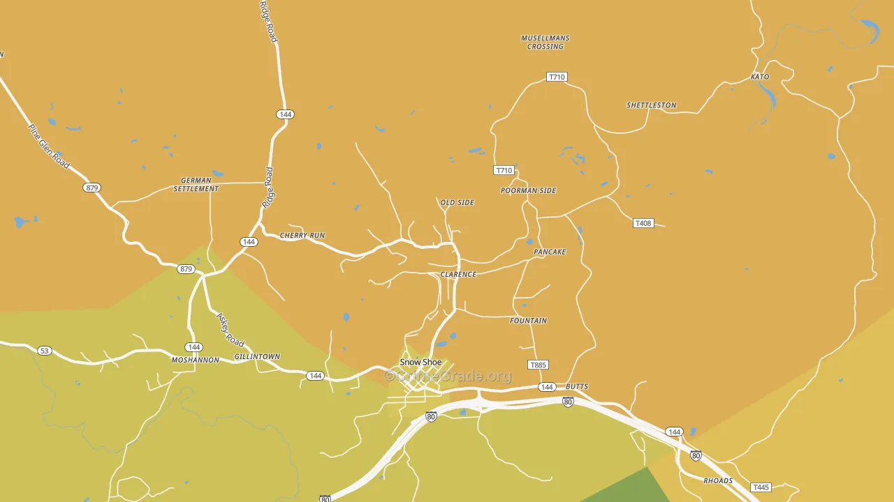 Clarence, PA Map of Burglary Rates