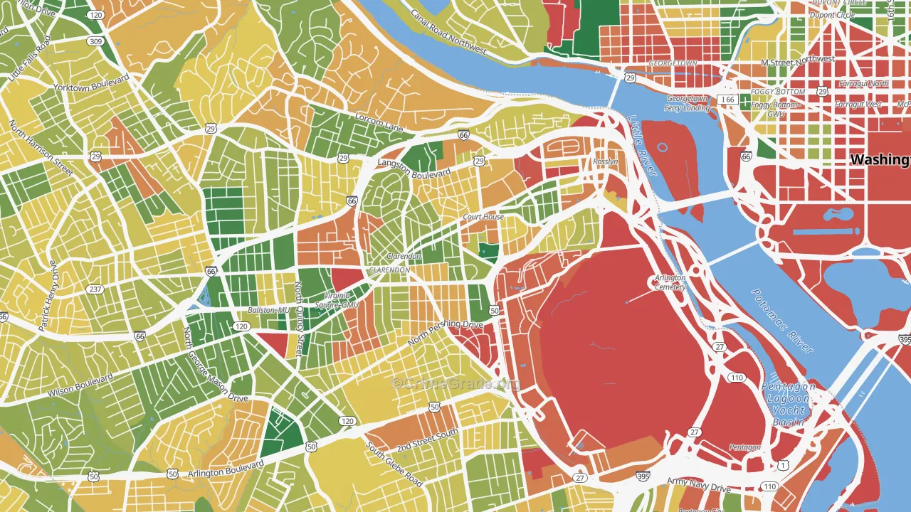 Clarendon, Arlington, VA Map of Burglary Rates
