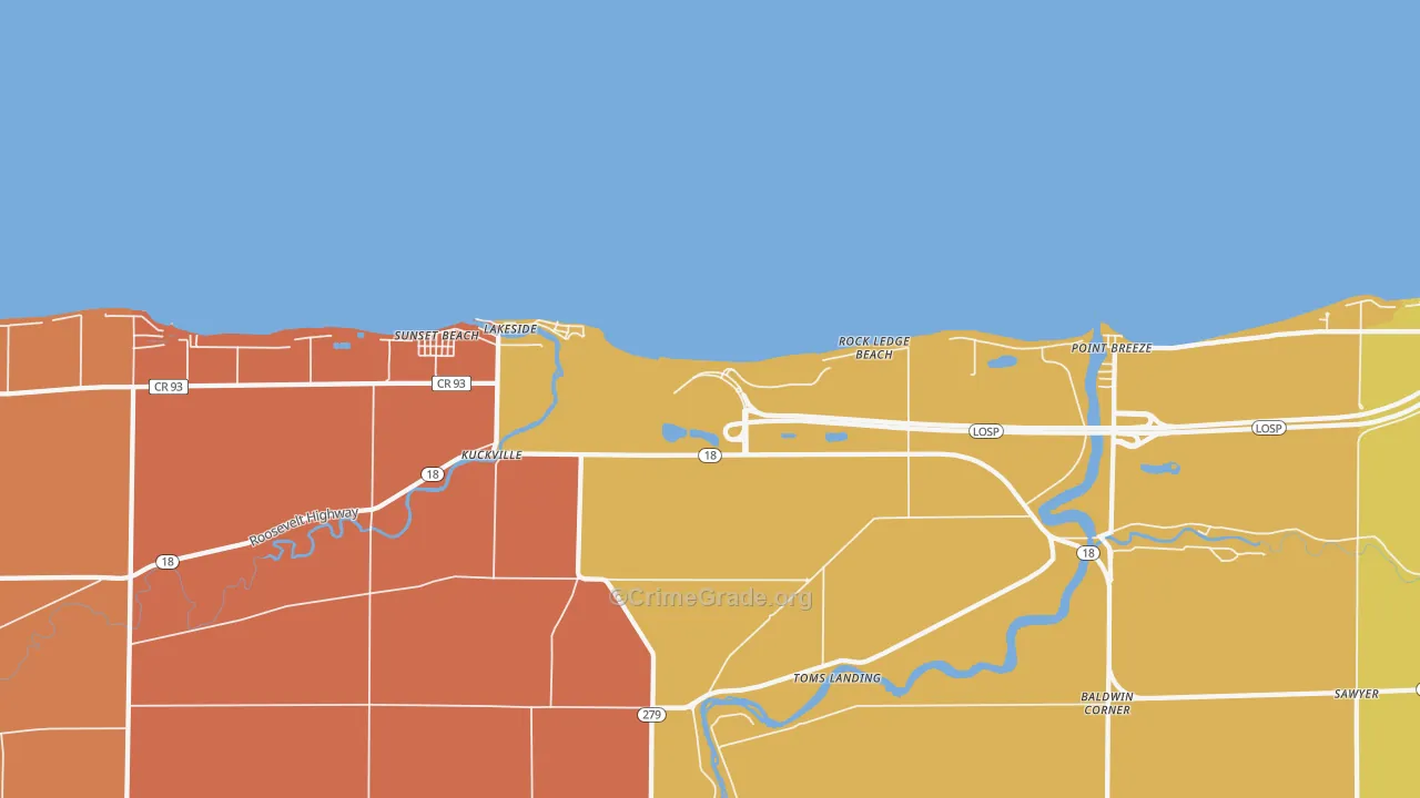 Clarendon, NY Map of Burglary Rates