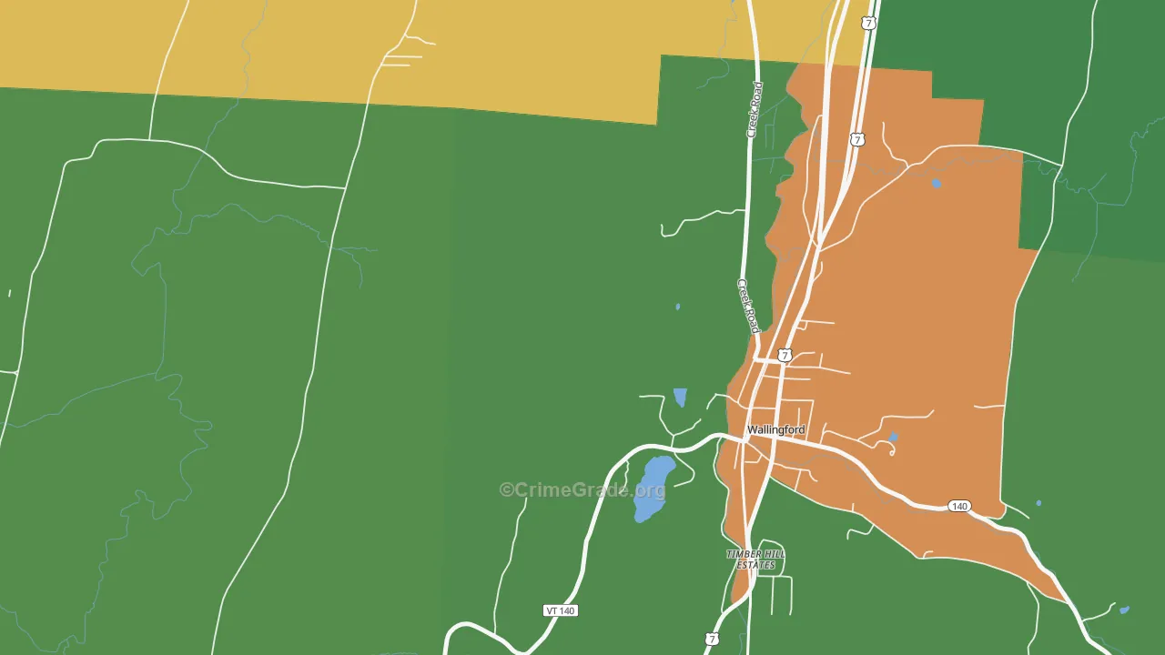 Clarendon, VT Map of Burglary Rates