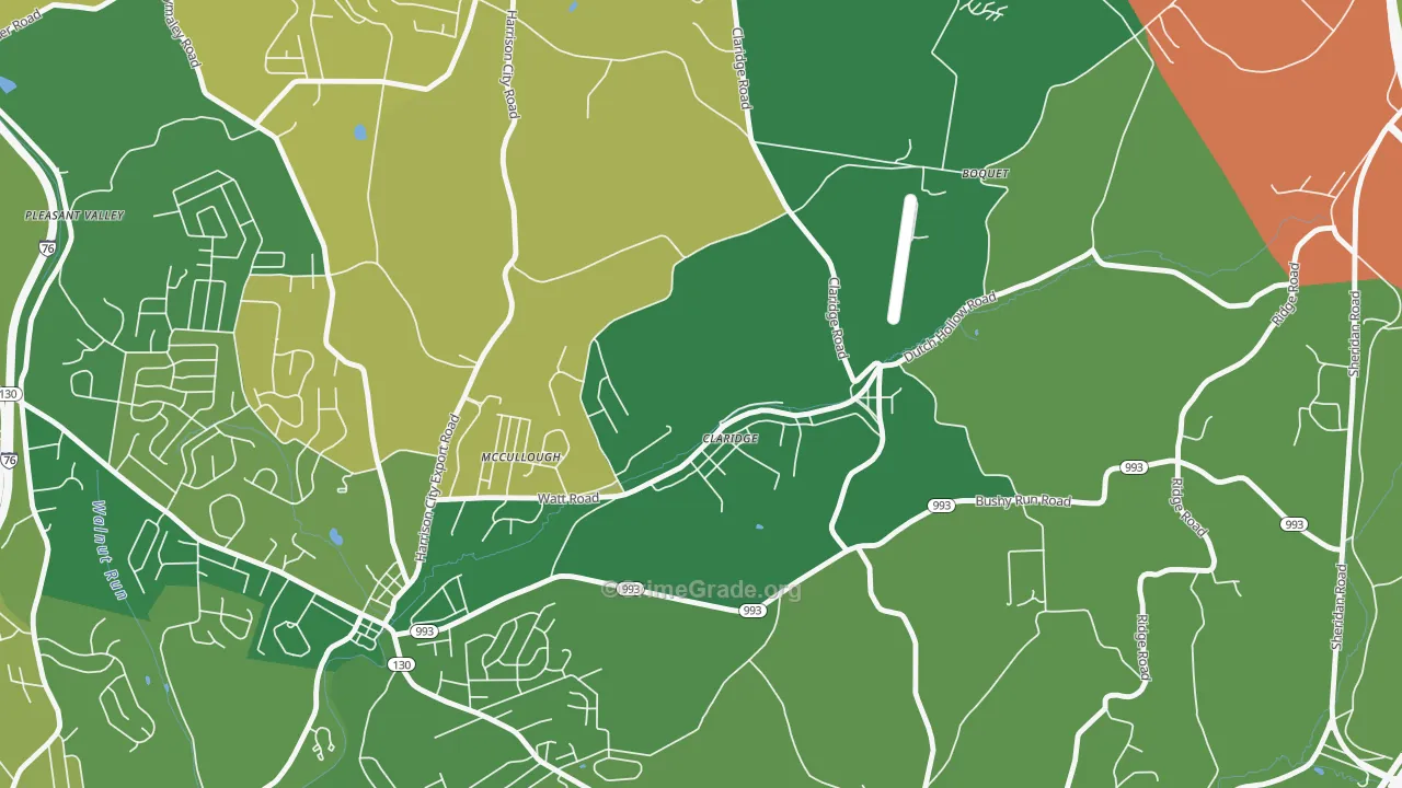 Claridge, PA Map of Burglary Rates