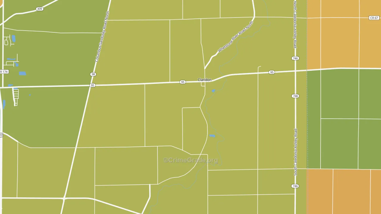 Claridon, OH Map of Burglary Rates