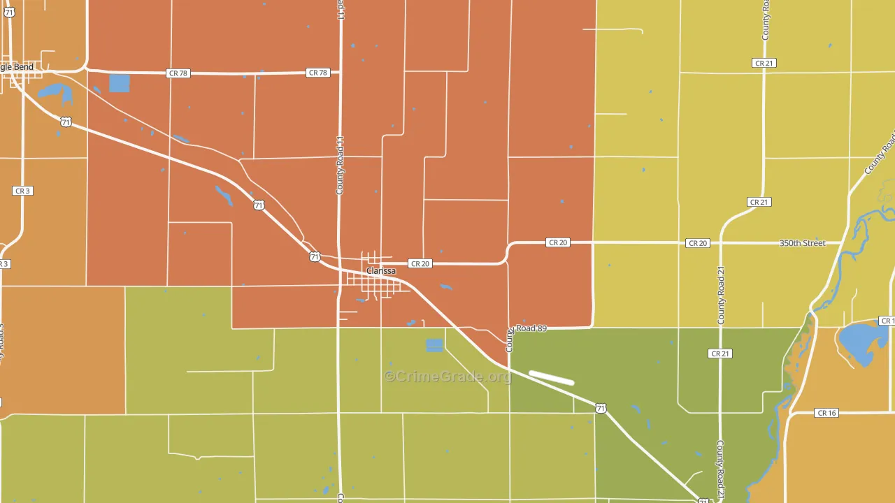 Clarissa, MN Map of Burglary Rates
