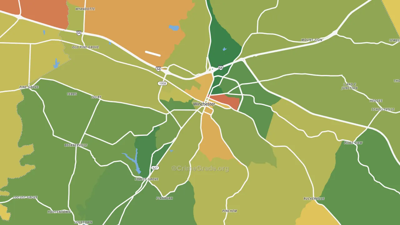 Clark County, KY Map of Burglary Rates