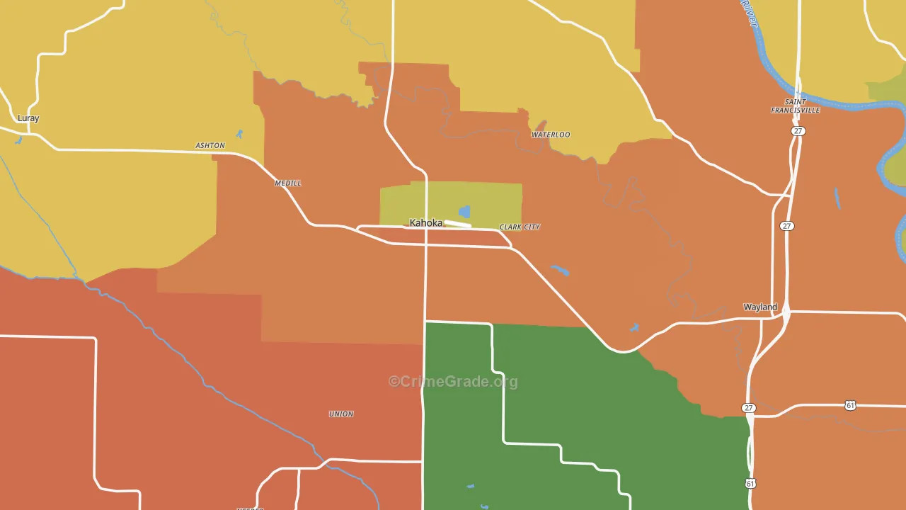 Clark County, MO Map of Burglary Rates