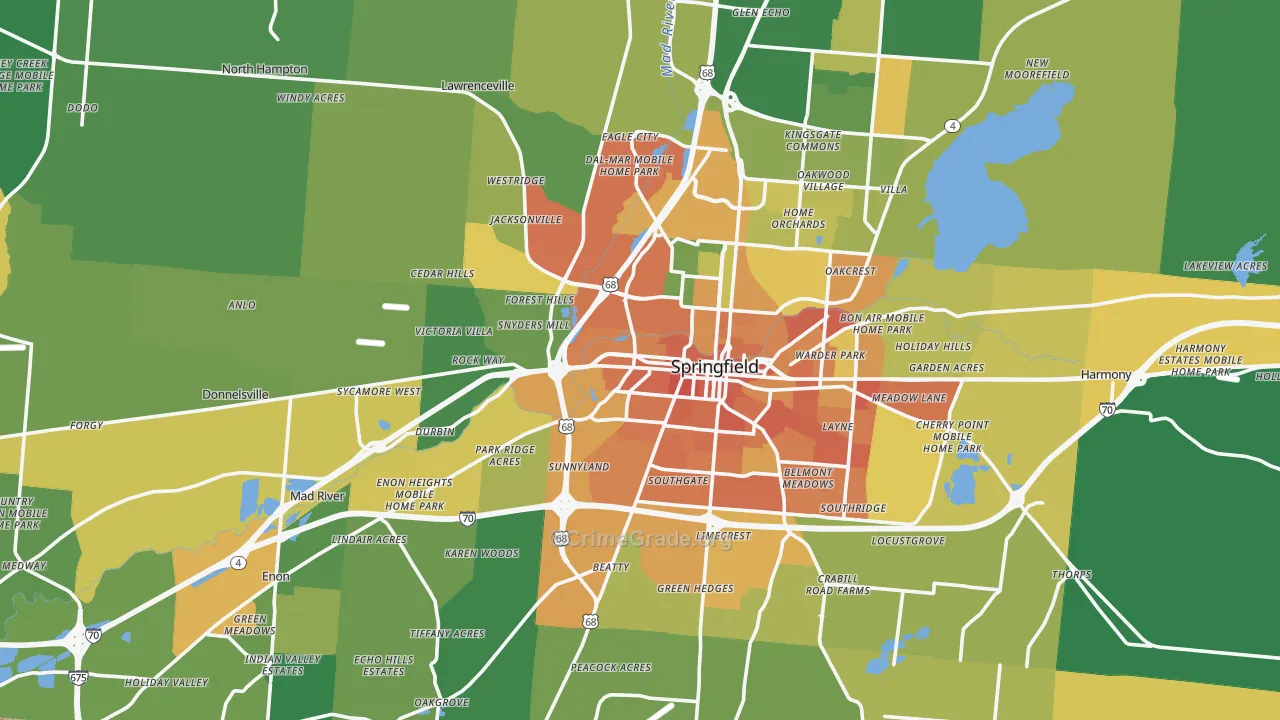 Clark County, OH Map of Burglary Rates
