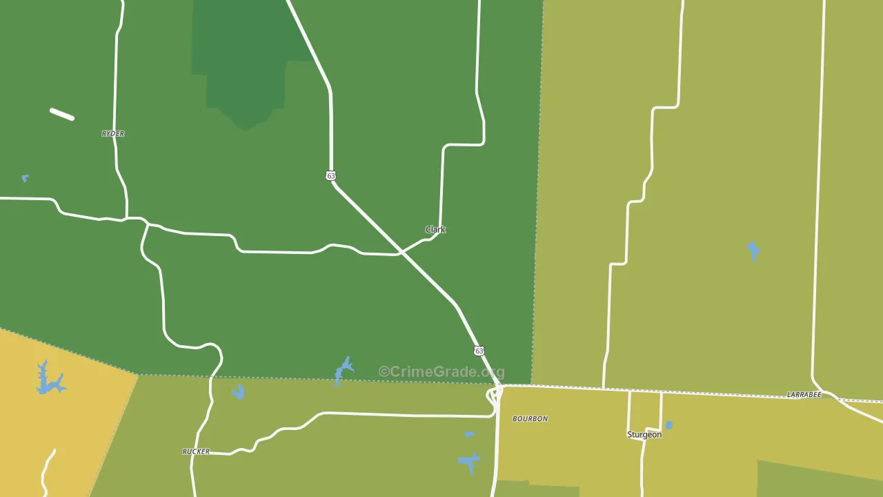 Clark, MO Map of Burglary Rates