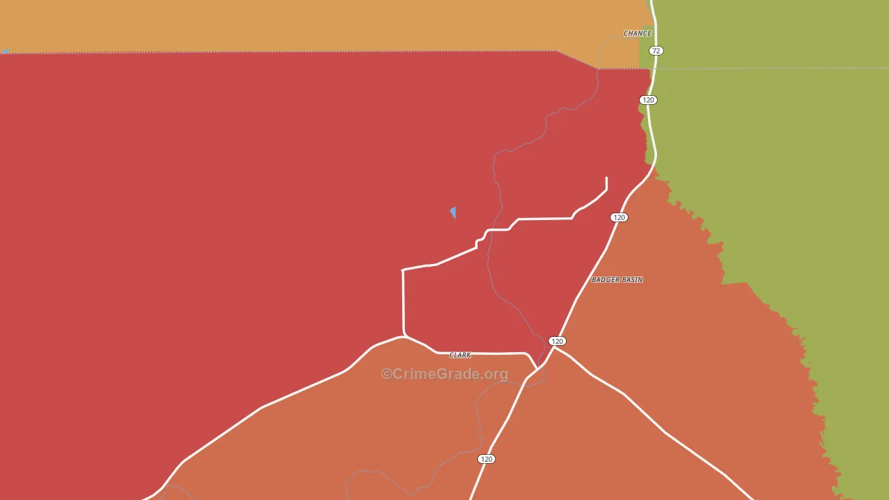 Clark, WY Map of Burglary Rates