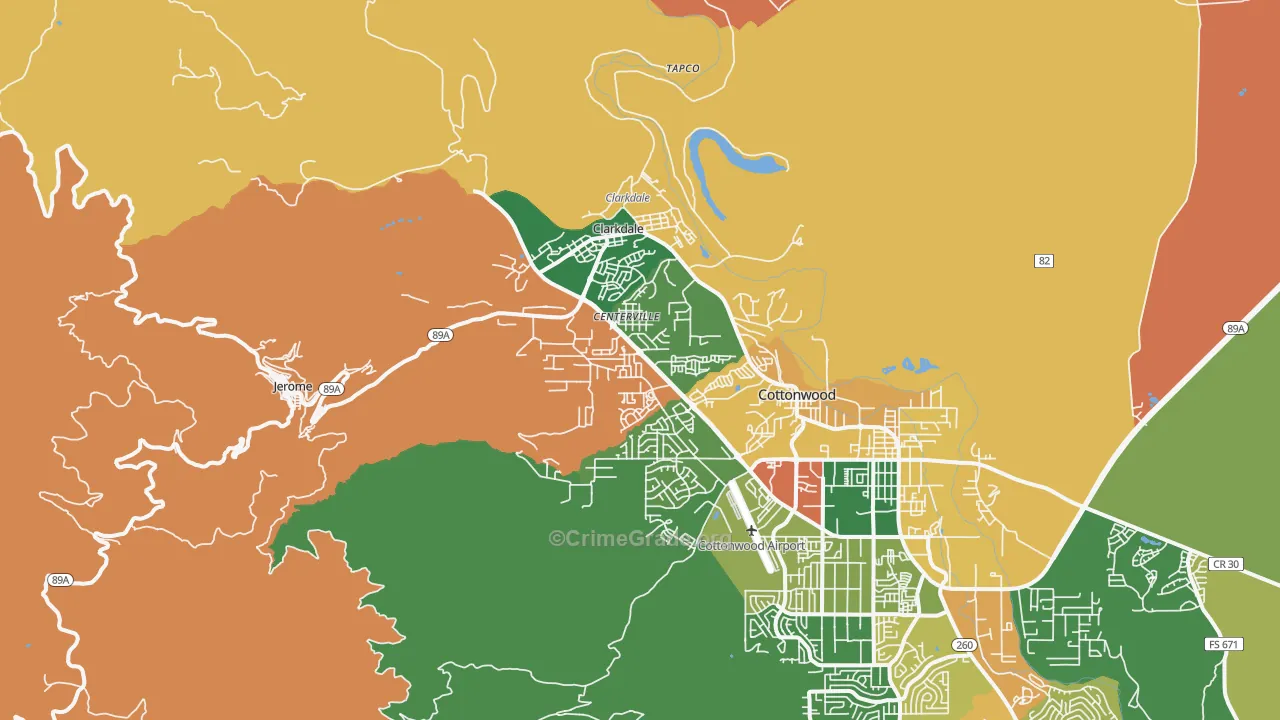 Clarkdale, AZ Map of Burglary Rates