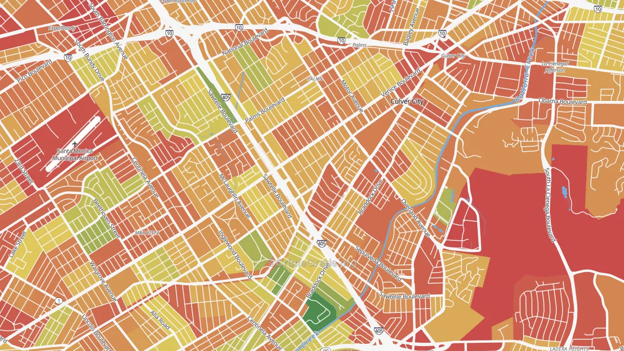 Clarkdale, Culver City, CA Map of Burglary Rates
