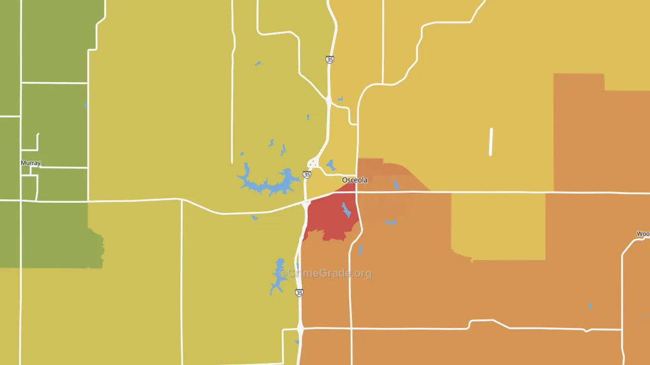 Clarke County, IA Map of Burglary Rates