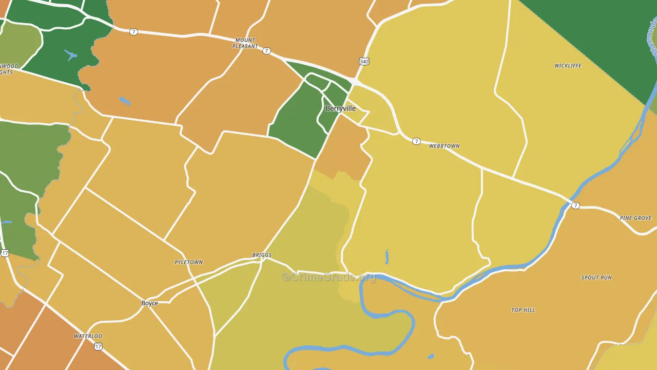 Clarke County, VA Map of Burglary Rates