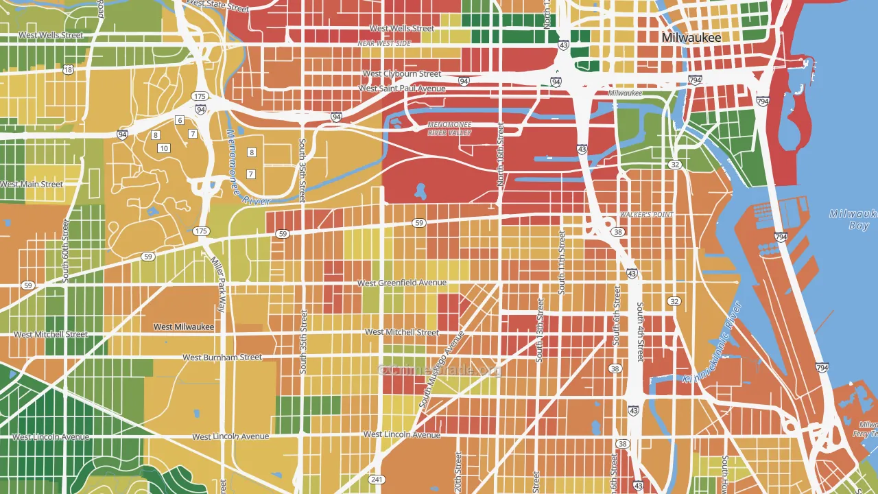 Clarke Square, Milwaukee, WI Map of Burglary Rates