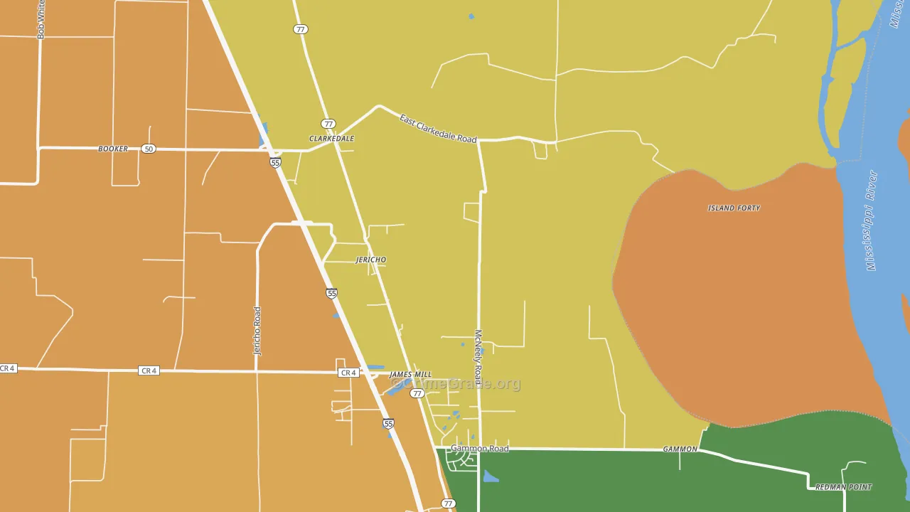 Clarkedale, AR Map of Burglary Rates