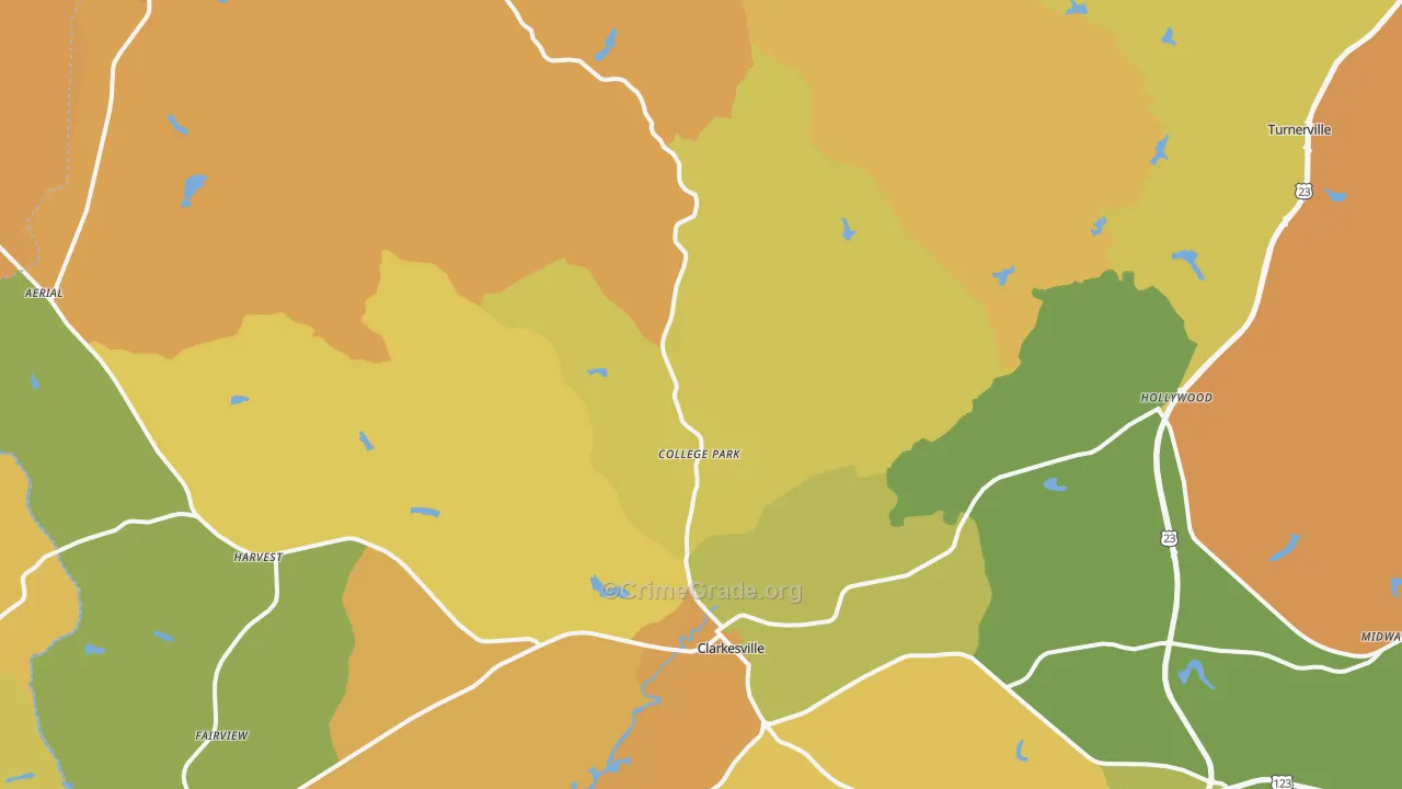 Clarkesville, GA Map of Burglary Rates